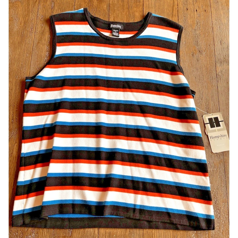 Hampshire Studio Black Striped Knit Sleeveless Sweater Women's Size 2X NWT B25
